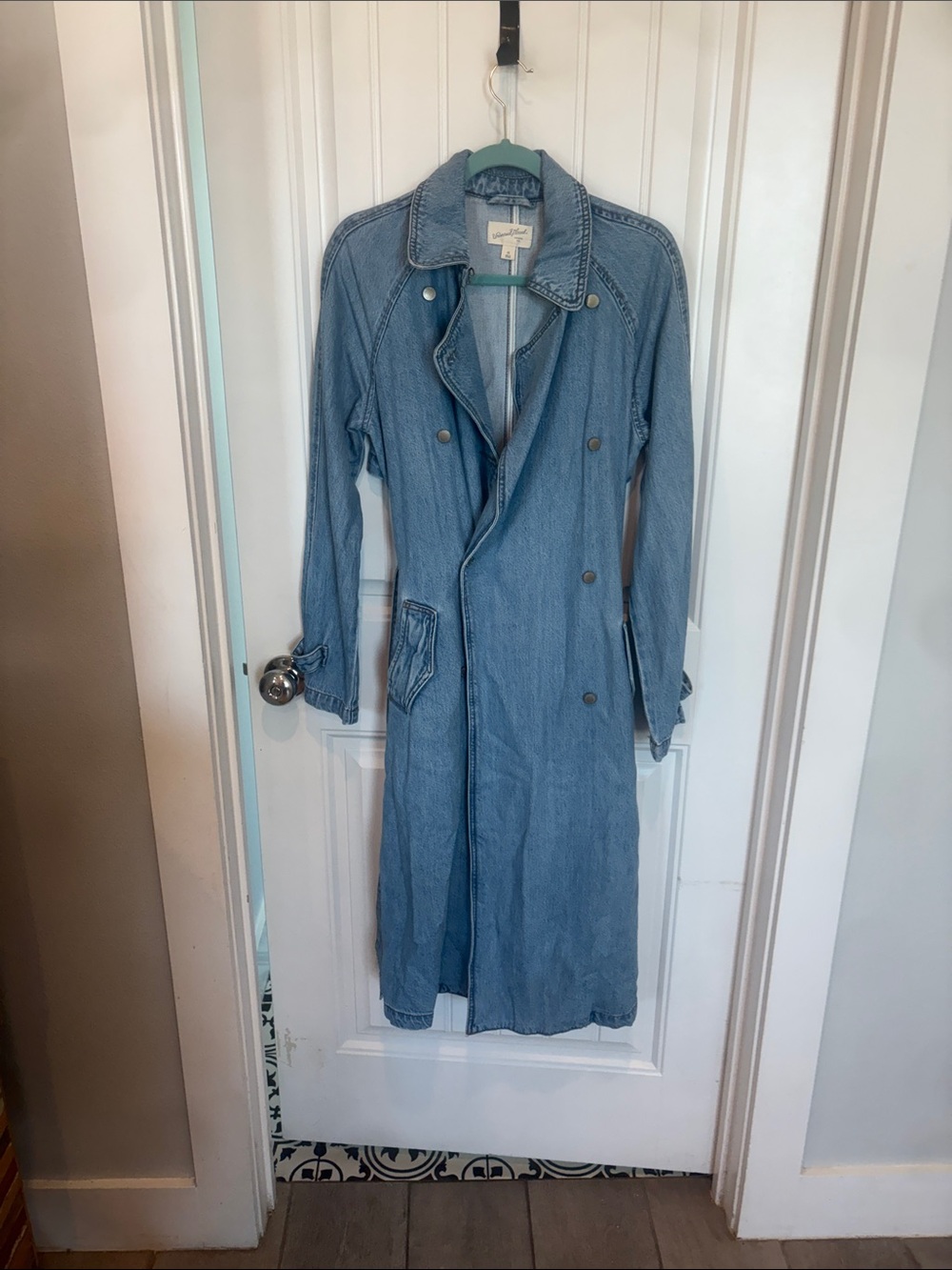 Universal Thread Light Wash Denim Trench Coat